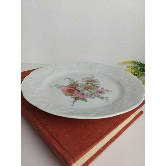 Lierre sauvage CNP France Porcelain Plate Pink Roses - Picture 3 of 7
